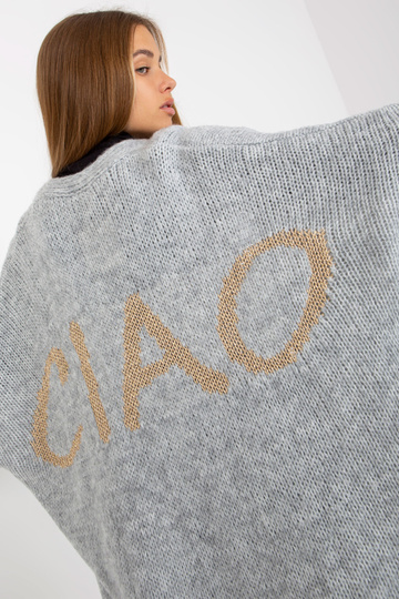 Šedý volný kardigan s vlnou...