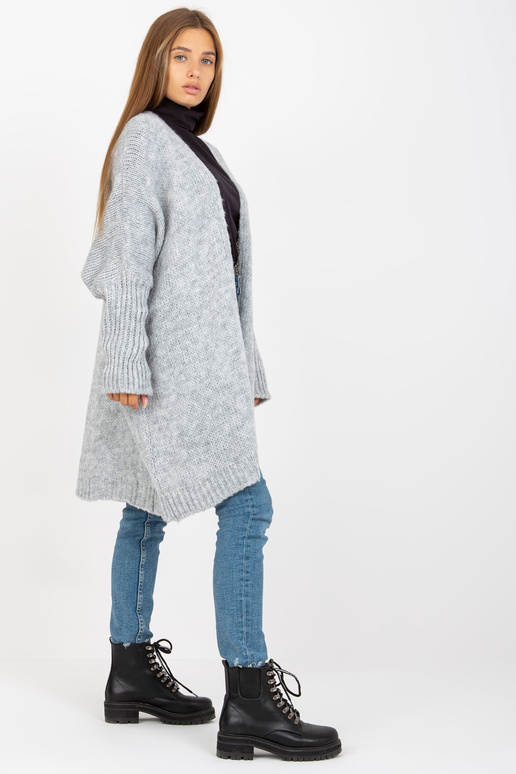 Šedý volný kardigan s vlnou OCH BELLA