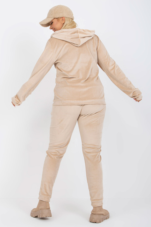 Světle béžový velur plus size set s...