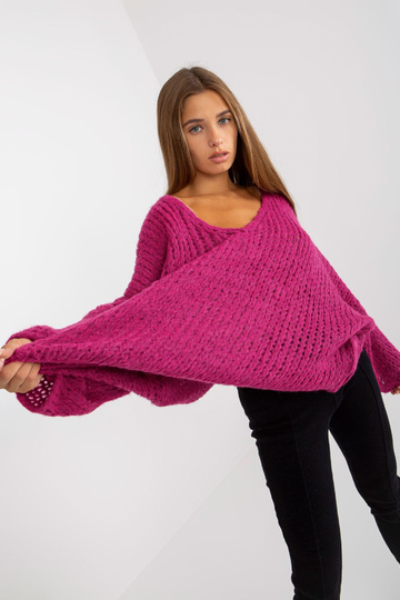 Fuchsiový oversize svetr se...
