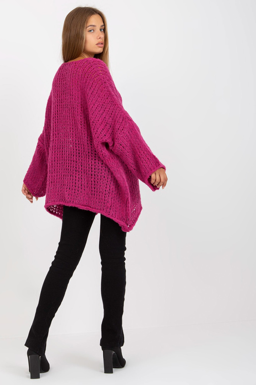 Fuchsiový oversize svetr se širokými... Fuchsiový oversize svetr se širokými...