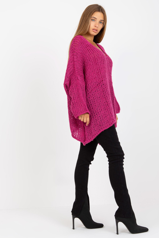 Fuchsiový oversize svetr se širokými... Fuchsiový oversize svetr se širokými...