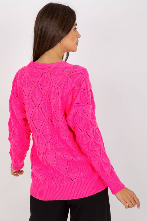 Fluo růžový prolamovaný kardigan RUE...