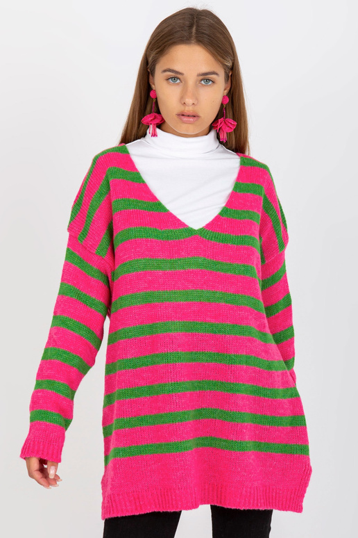 Růžový a zelený oversize svetr s... Růžový a zelený oversize svetr s...