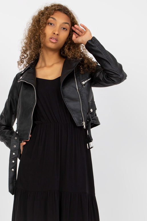 Černá krátká bunda Ramone s popruhem Černá krátká bunda Ramone s popruhem