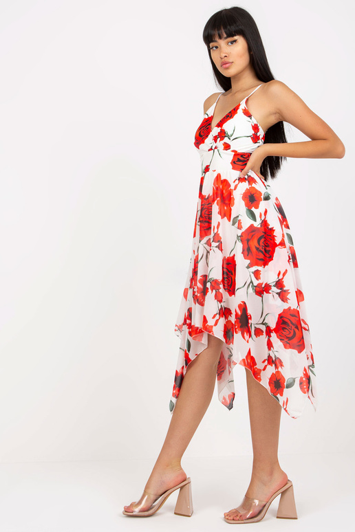 Bílé a červené květované šaty se...
