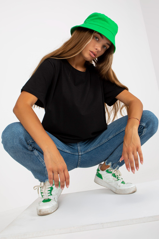 Černé asymetrické bavlněné basic tričko Černé asymetrické bavlněné basic tričko