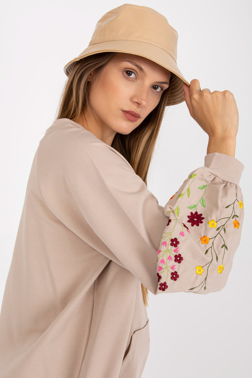 Béžová oversize mikina bez kapuce s...