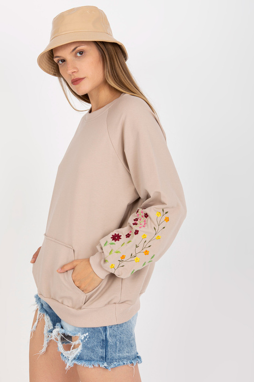 Béžová oversize mikina bez kapuce s...