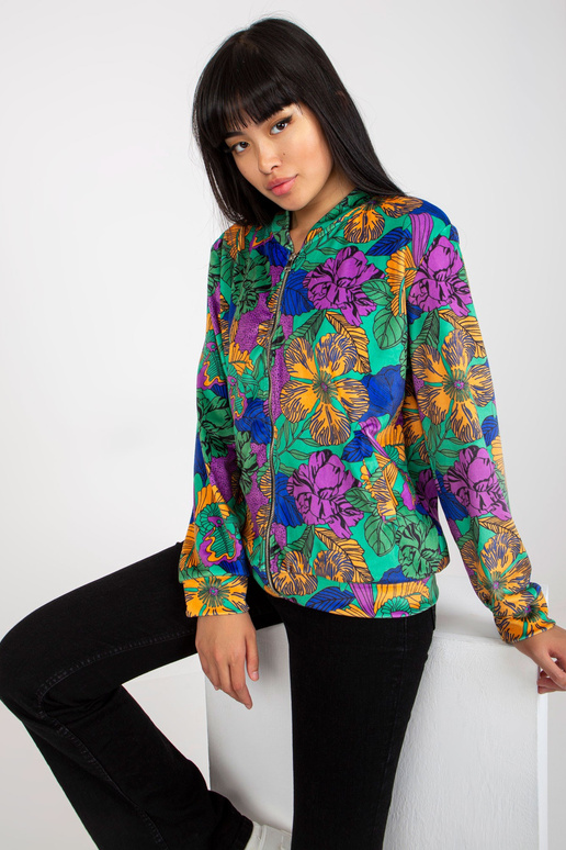 Zeleno-oranžová velurová mikina typu...