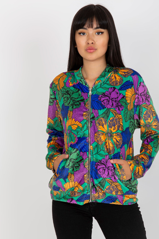 Zeleno-oranžová velurová mikina typu...