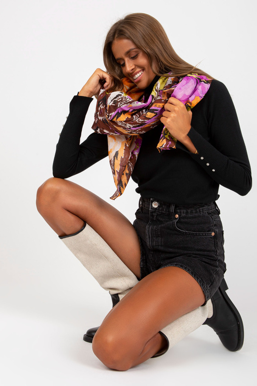 Bavlněný šátek s hnědofialovým vzorem