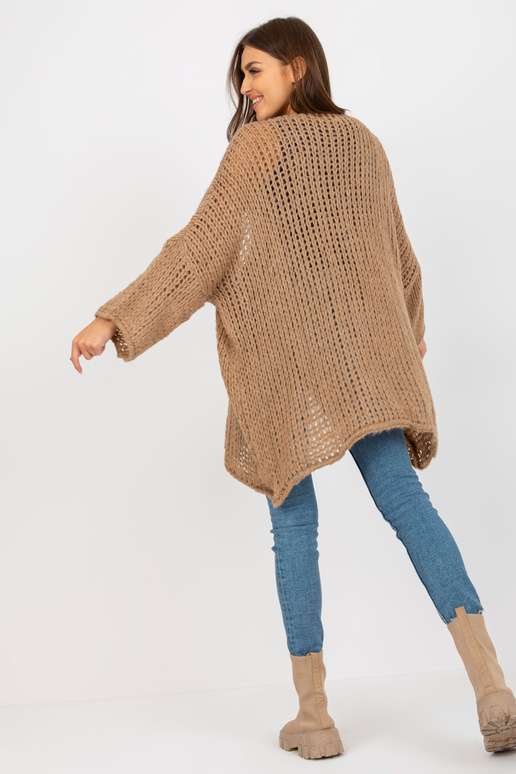 Tmavě béžový pletený cardigan s...