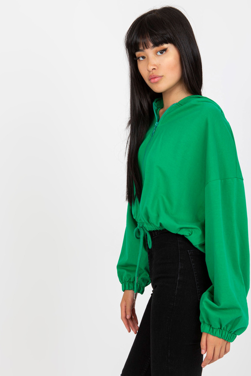 Zelená basic mikina s širokými rukávy...