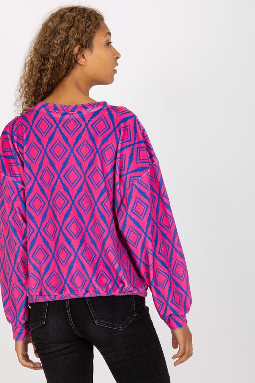 Růžová a modrá velurová mikina s...