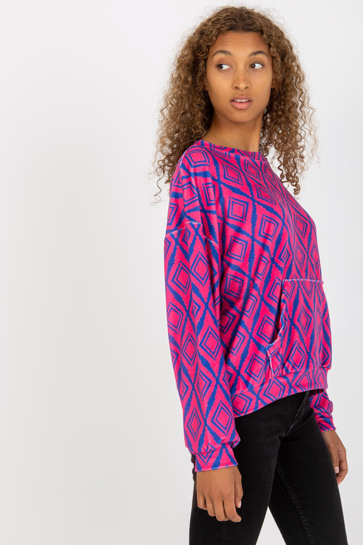 Růžová a modrá velurová mikina s...