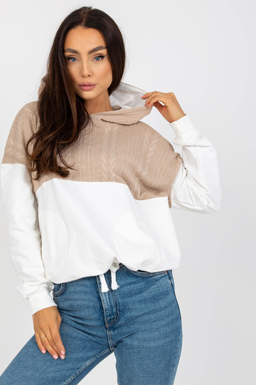 Béžová a bílá mikina s...