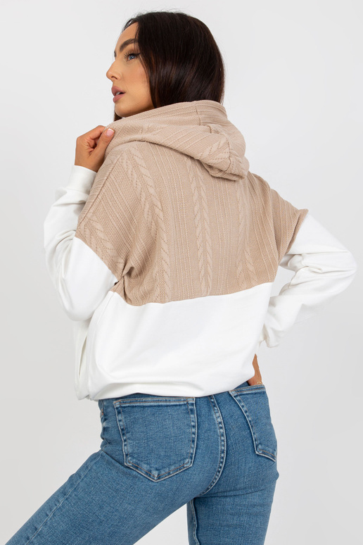 Béžová a bílá mikina s kapucí RUE PARIS