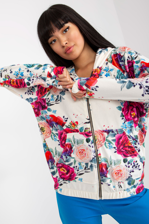 Bílá velurová mikina s potiskem RUE...