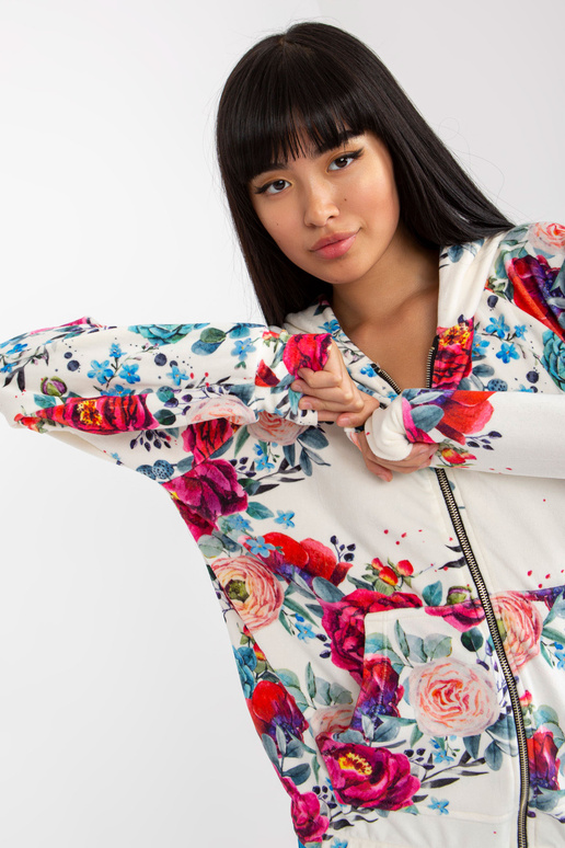 Bílá velurová mikina s potiskem RUE...