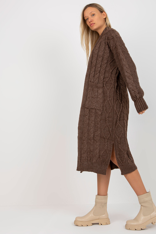 Hnědý maxi oversize cardigan RUE PARIS Hnědý maxi oversize cardigan RUE PARIS