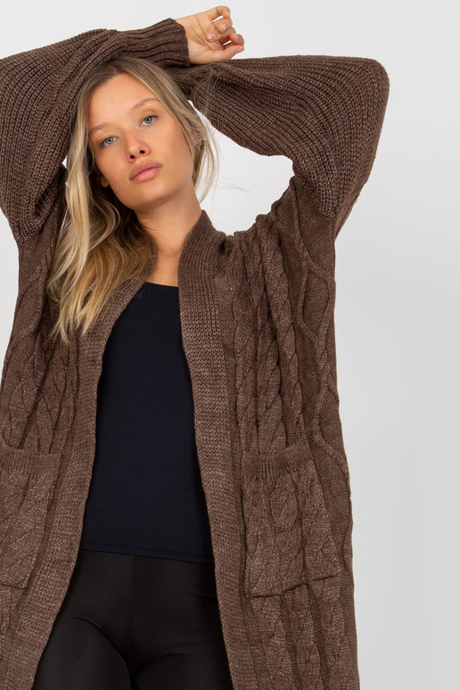 Hnědý maxi oversize cardigan RUE PARIS Hnědý maxi oversize cardigan RUE PARIS