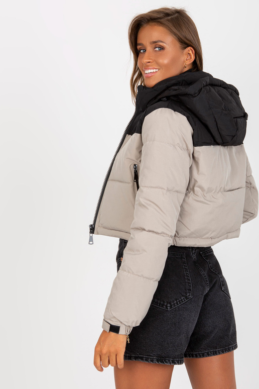 Černo-béžová krátká zimní bunda s...