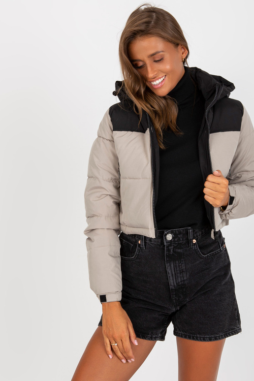 Černo-béžová krátká zimní bunda s...
