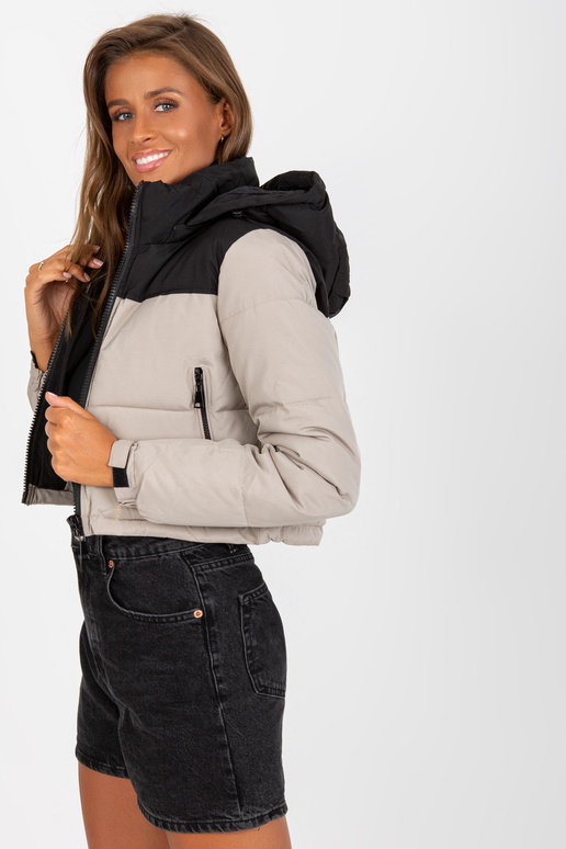 Černo-béžová krátká zimní bunda s...