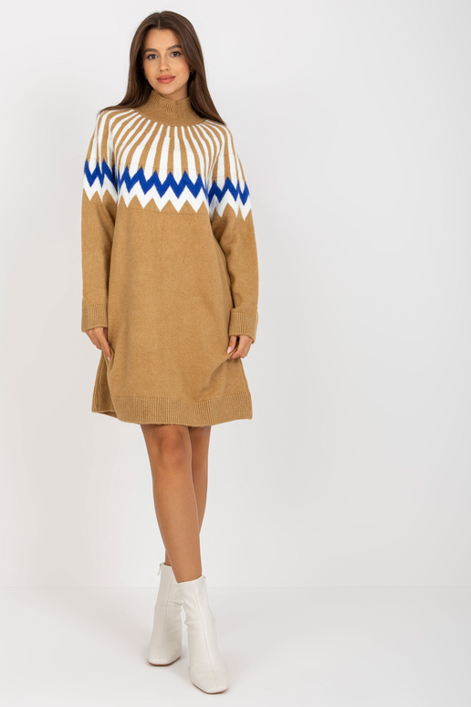 Velbloudí dámské úpletové šaty s...