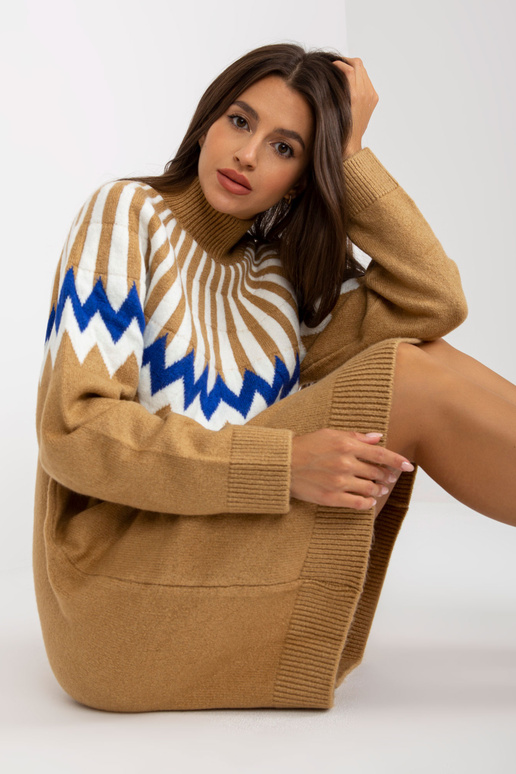 Velbloudí dámské úpletové šaty s...