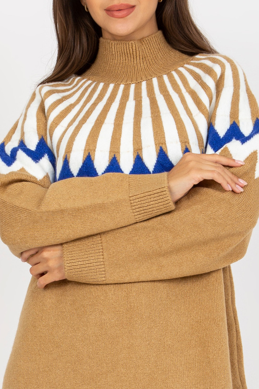 Velbloudí dámské úpletové šaty s...