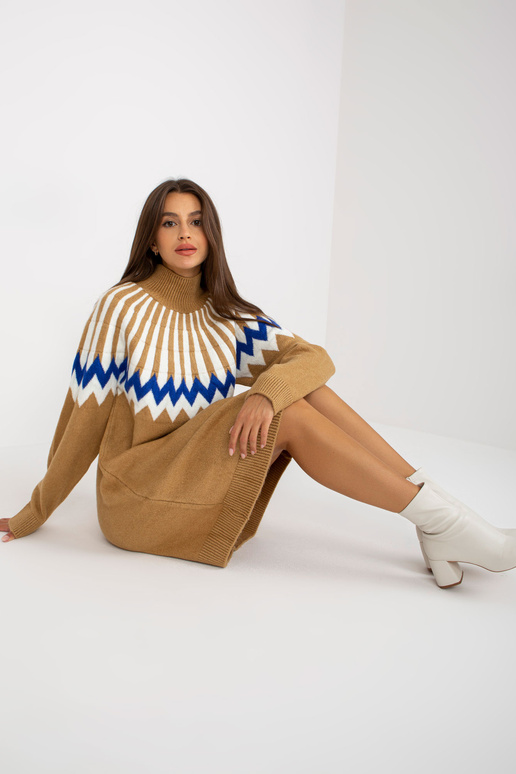 Velbloudí dámské úpletové šaty s...