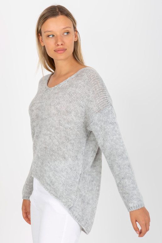 Šedý oversize svetr s vlnou OCH BELLA