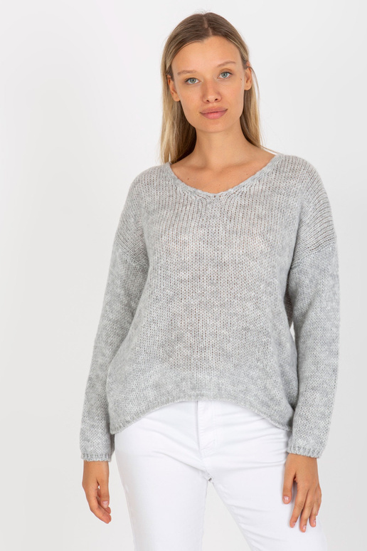 Šedý oversize svetr s vlnou OCH BELLA