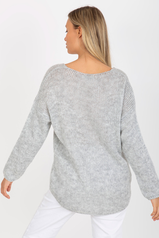 Šedý oversize svetr s vlnou OCH BELLA