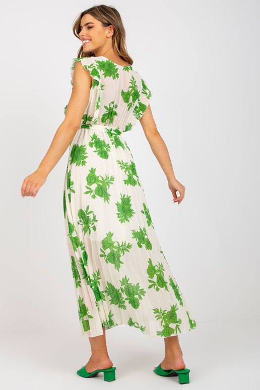 Béžové a zelené dlouhé šaty s...