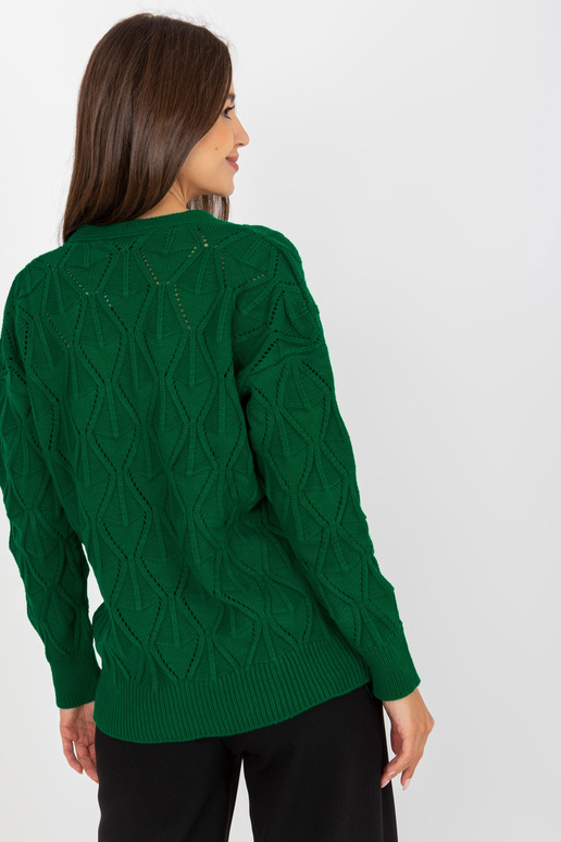 Tmavě zelený prolamovaný kardigan s...