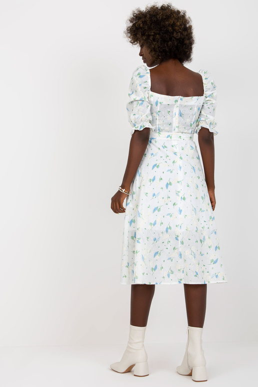 Bílé a modré midi šaty s potiskem a...