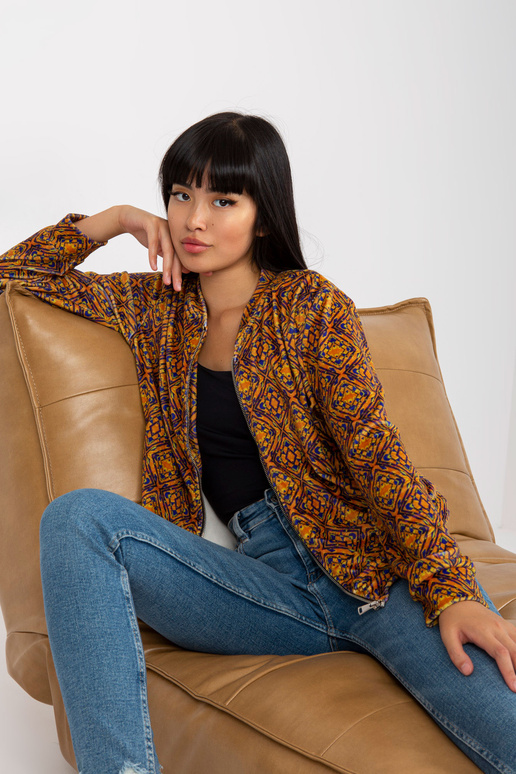 Tmavě žlutá velurová bomber mikina...