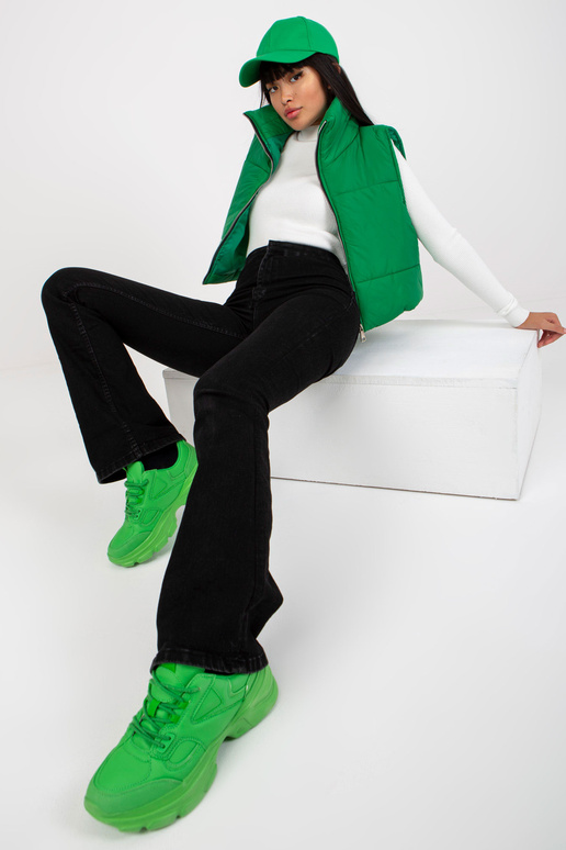 Zelená krátká péřová vesta s...