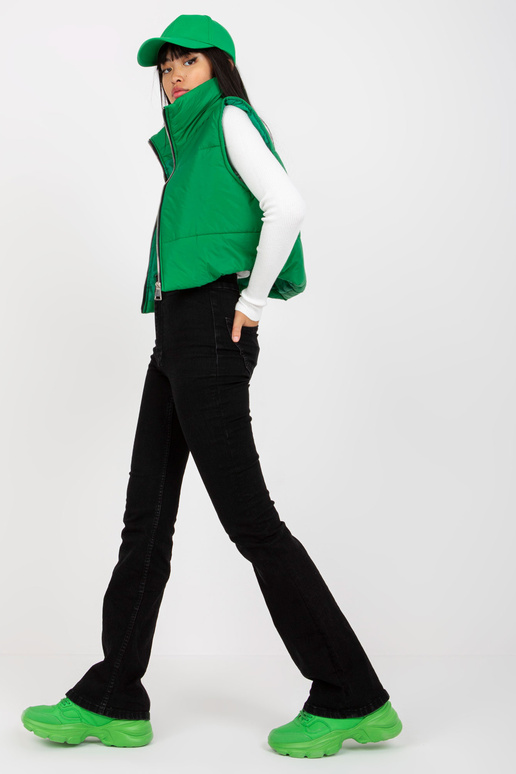 Zelená krátká péřová vesta s...