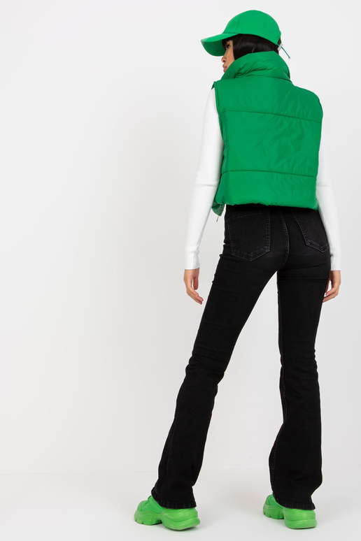 Zelená krátká péřová vesta s...