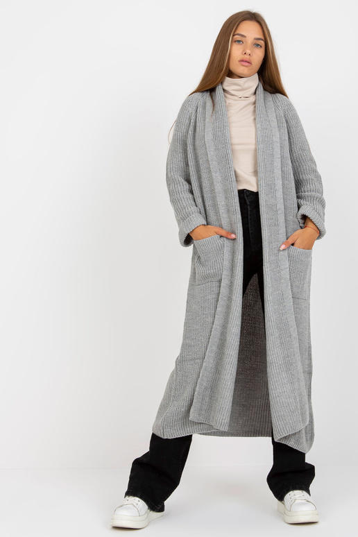 Šedý maxi kardigan s kapsami OCH BELLA