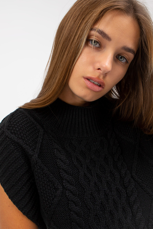 Černá SUBLEVEL kabelová pletená vesta Černá SUBLEVEL kabelová pletená vesta