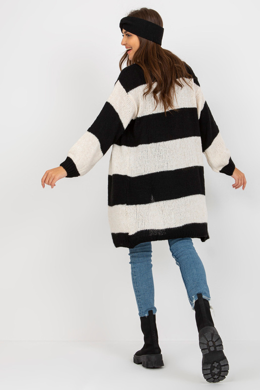 Ecru-černý volný pletený kardigan OCH...
