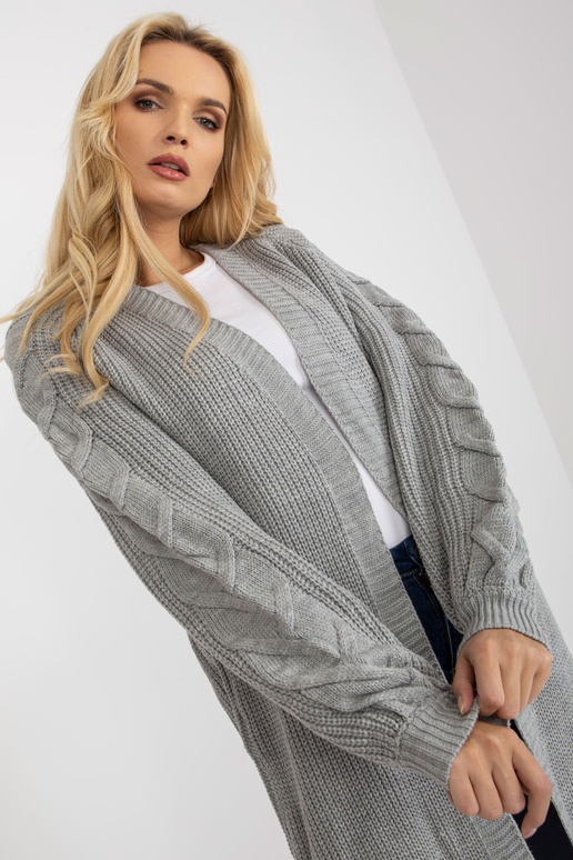 Šedý dlouhý kardigan bez zapínání RUE... Šedý dlouhý kardigan bez zapínání RUE...