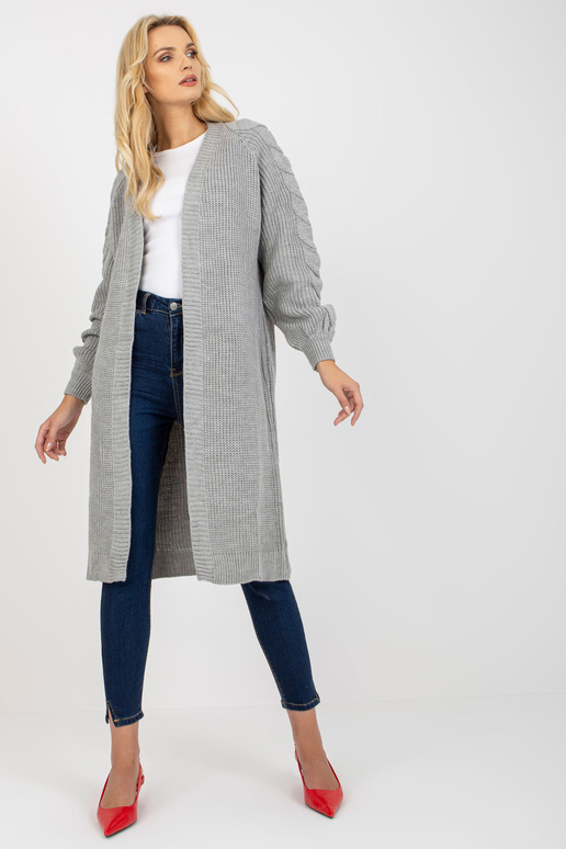 Šedý dlouhý kardigan bez zapínání RUE... Šedý dlouhý kardigan bez zapínání RUE...