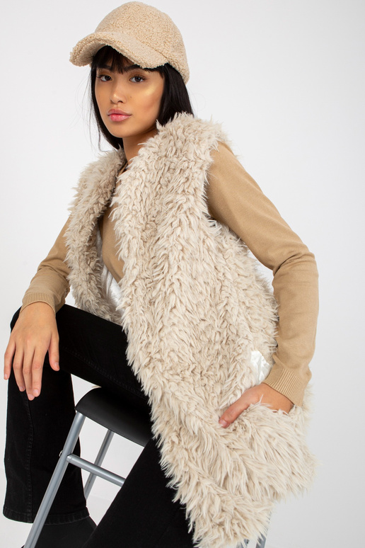 Béžová kožešinová vesta Hallie