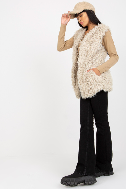 Béžová kožešinová vesta Hallie
